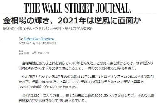 2021年1月1日 THE WALL STREET JOURNALのリンク画像です。